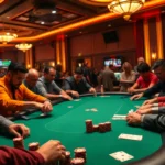 Experience the thrill of playing poker at gd365 with intense players and colorful chips.